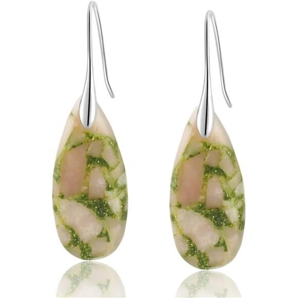 Emperor Stone Teardrop Earrings – Dazzling Natural Stone - Picture 2 of 4